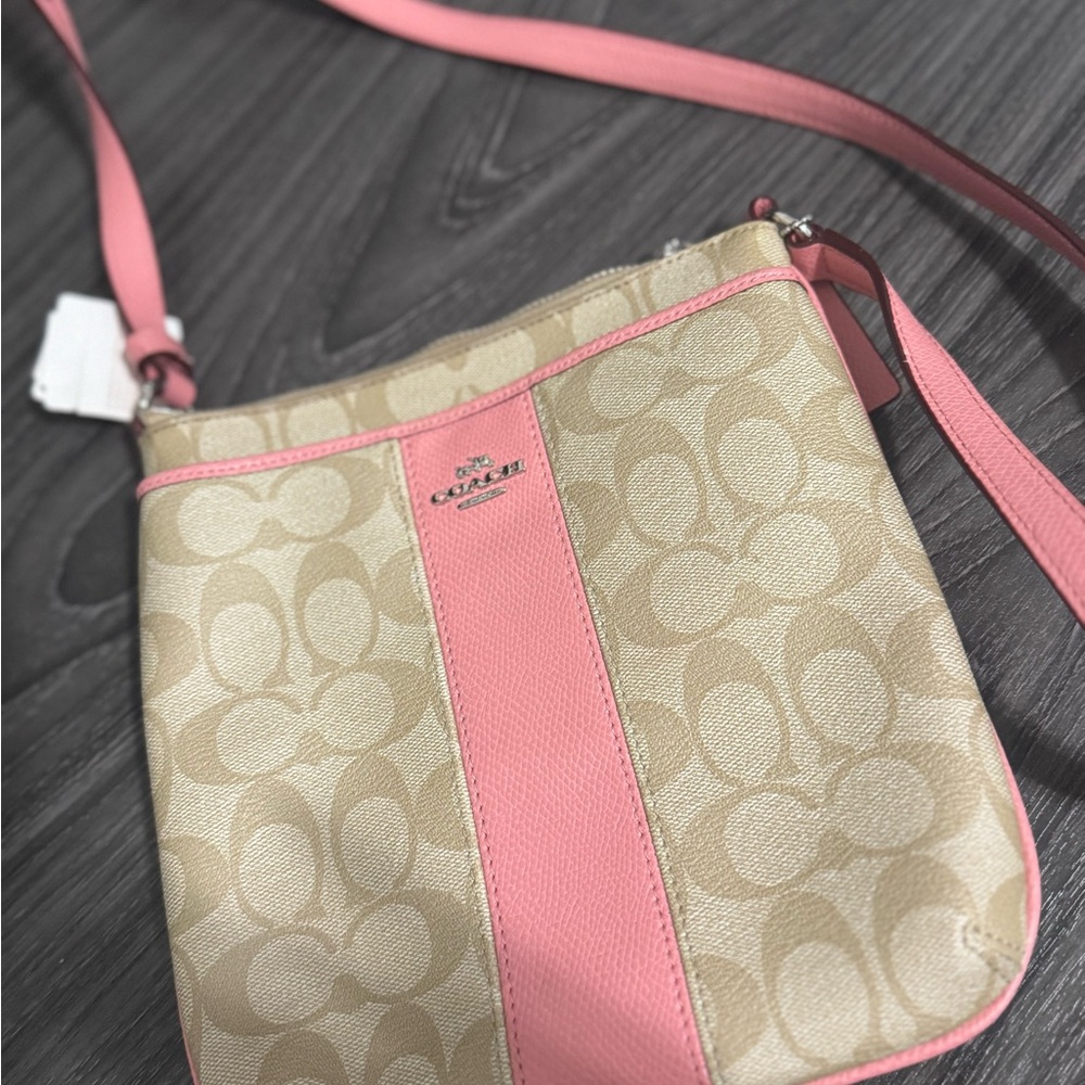 Coach North South Crossbody Swingpack Light Khaki/Pink